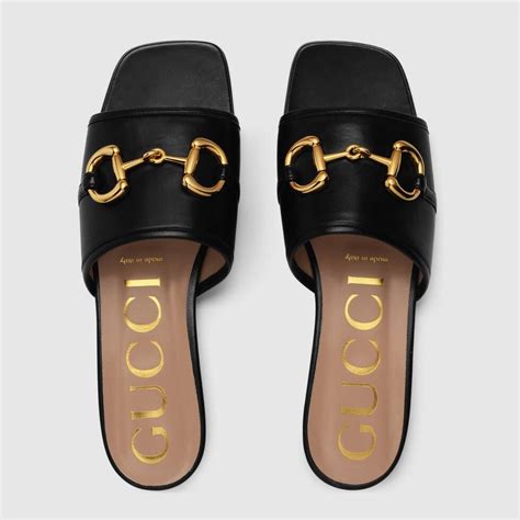 gucci sliders black|Gucci chunky slides.